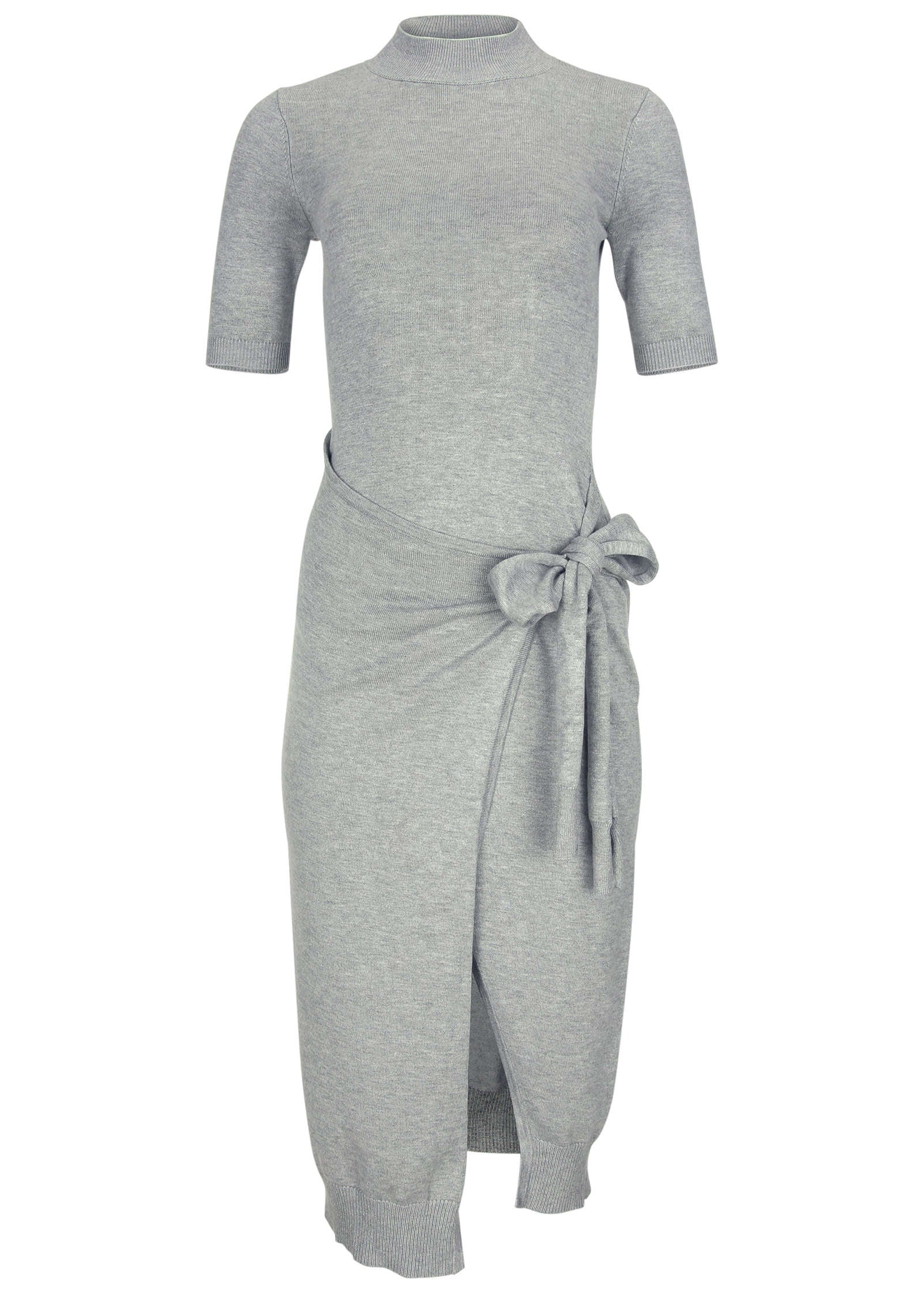 Tie Side Sweater Dress - Light Heather Grey-Basic Charm Store