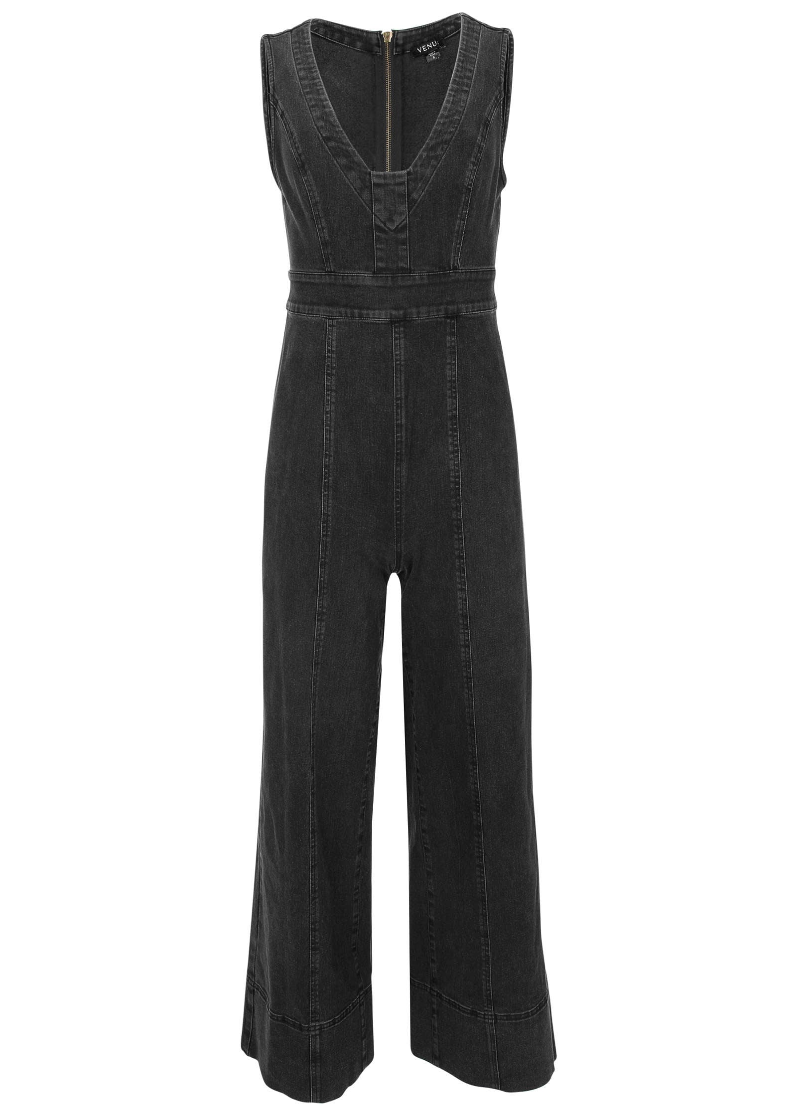 Stretch Denim Jumpsuit - Black Wash-Basic Charm Store