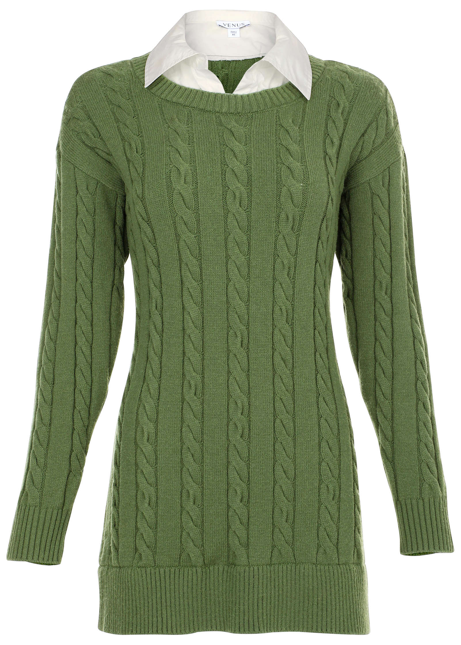 Twofer Sweater Dress - Bronze Green-Basic Charm Store