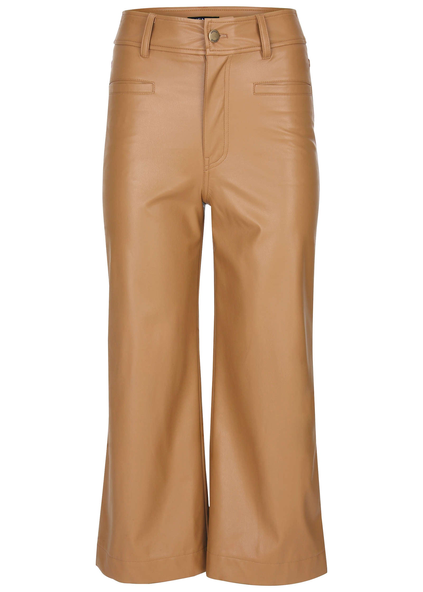 Wide Leg Faux-Leather Pants - Tobacco Brown-Basic Charm Store