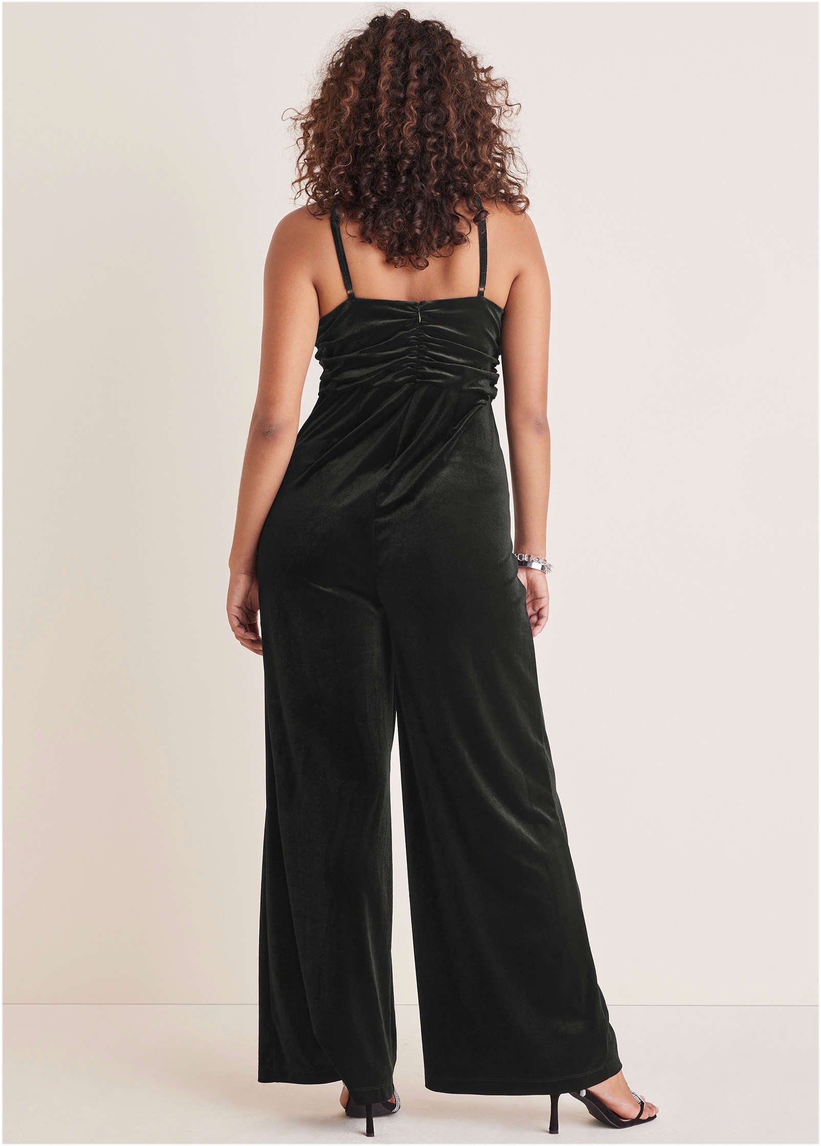 Stretch Velvet Halter Jumpsuit - Jet Black-Basic Charm Store