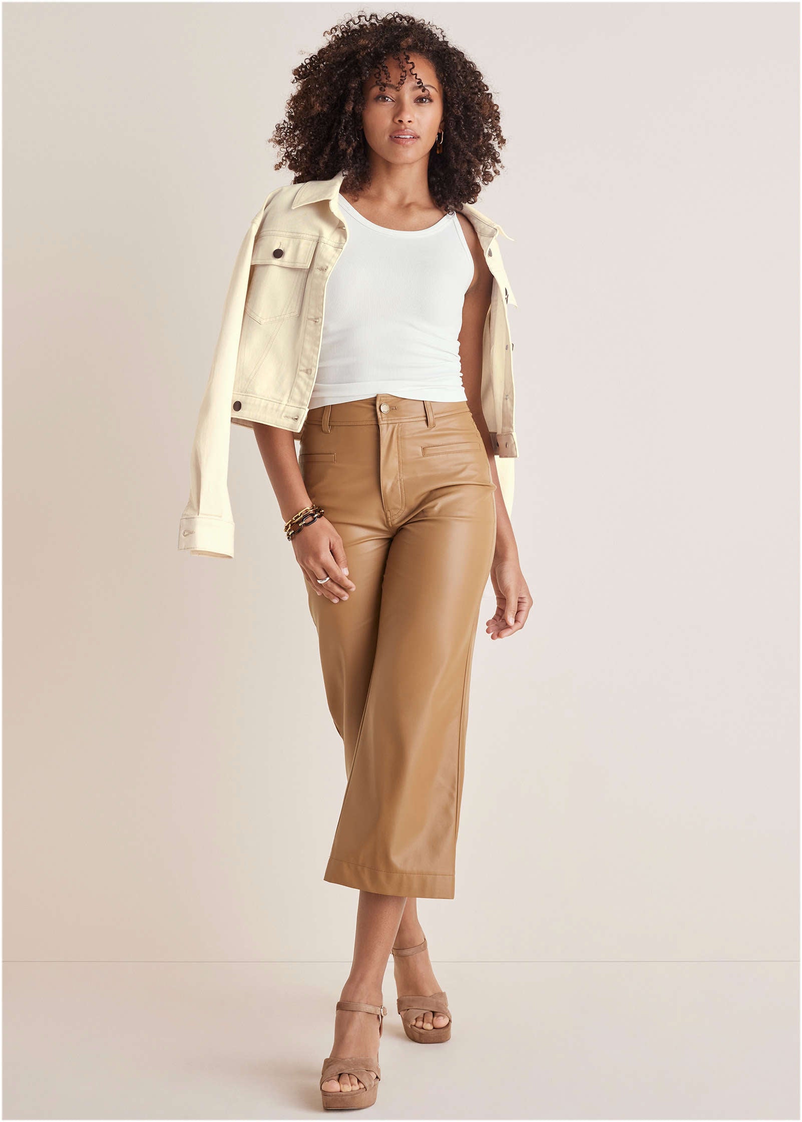 Wide Leg Faux-Leather Pants - Tobacco Brown-Basic Charm Store