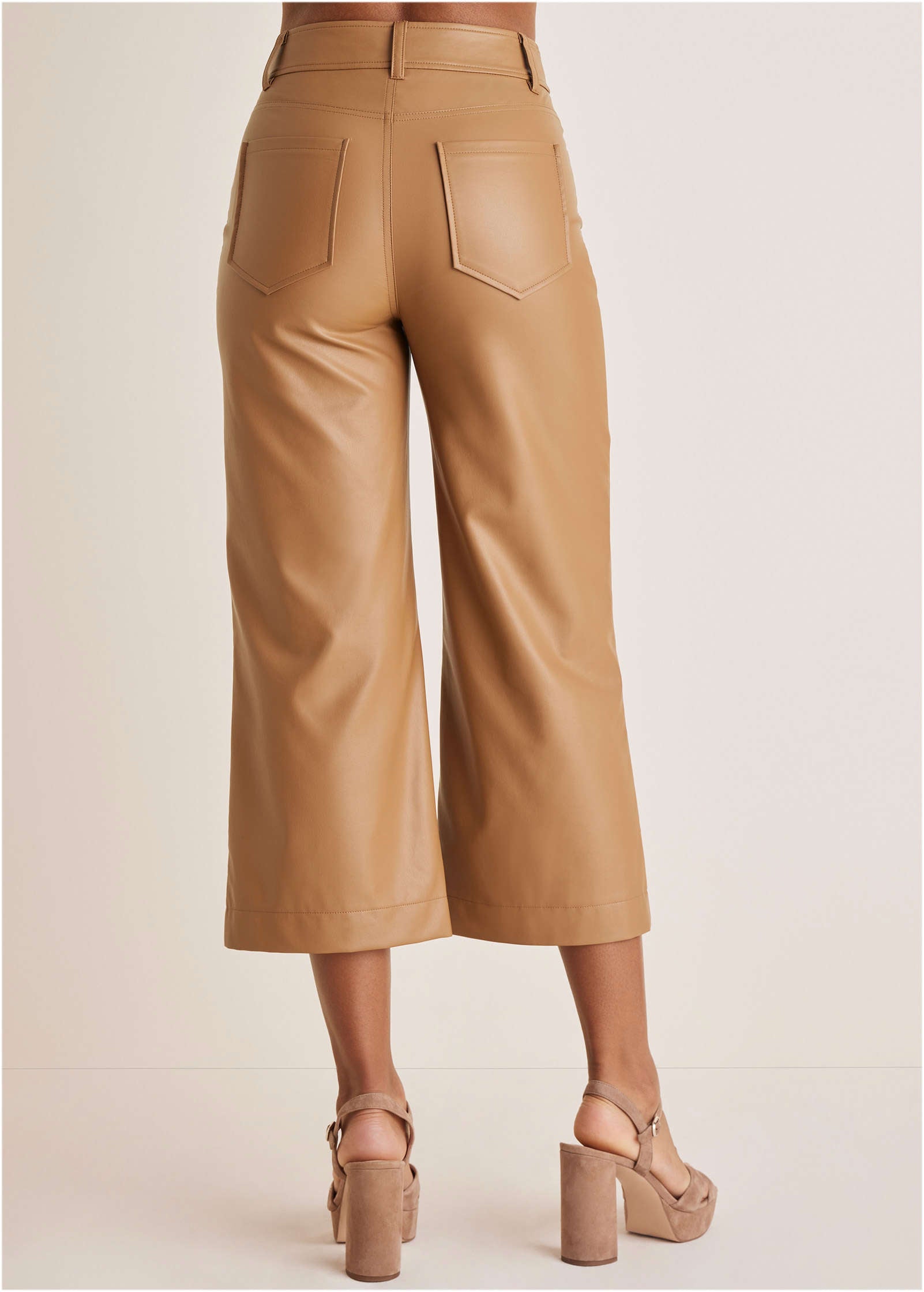 Wide Leg Faux-Leather Pants - Tobacco Brown-Basic Charm Store