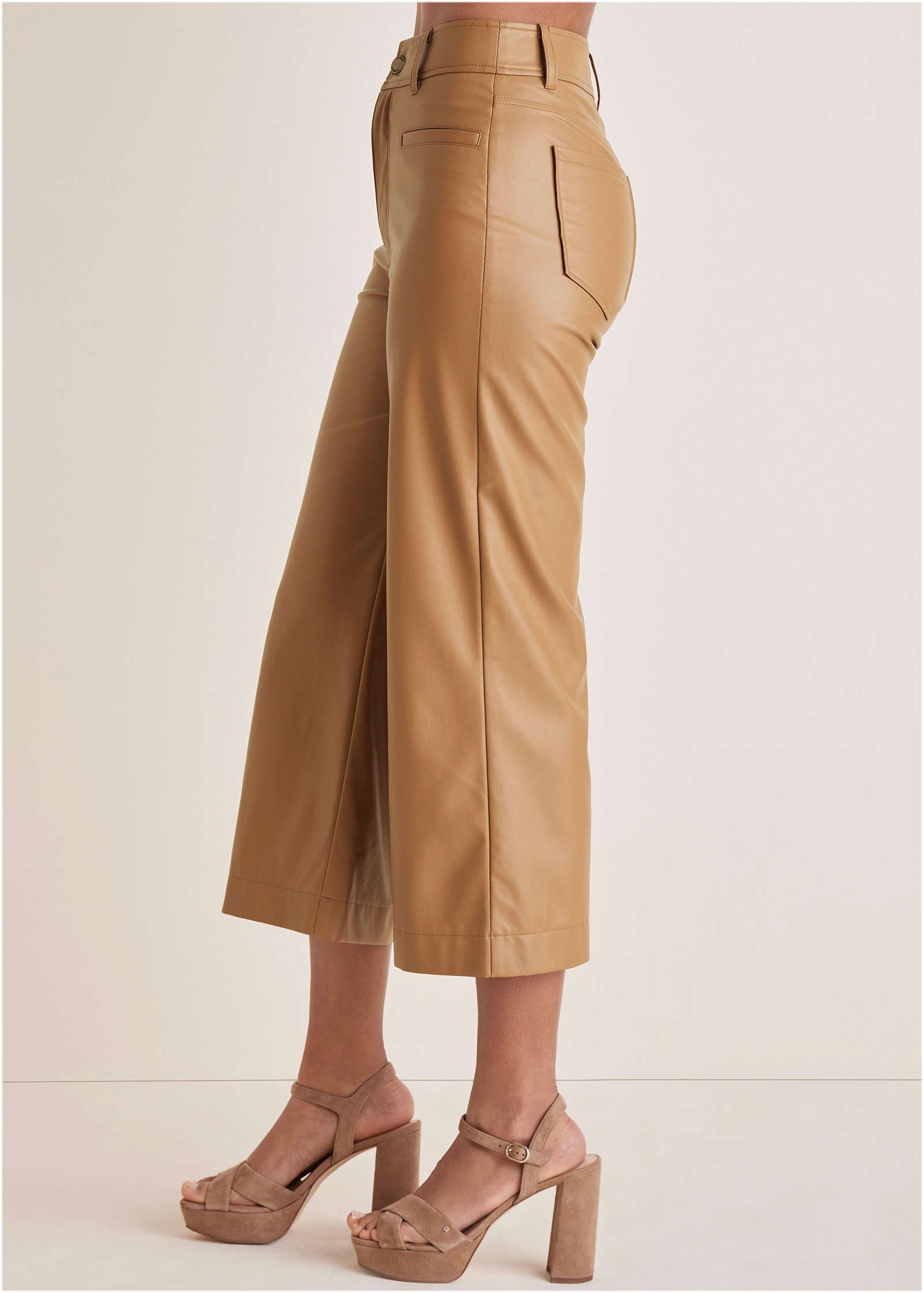 Wide Leg Faux-Leather Pants - Tobacco Brown-Basic Charm Store