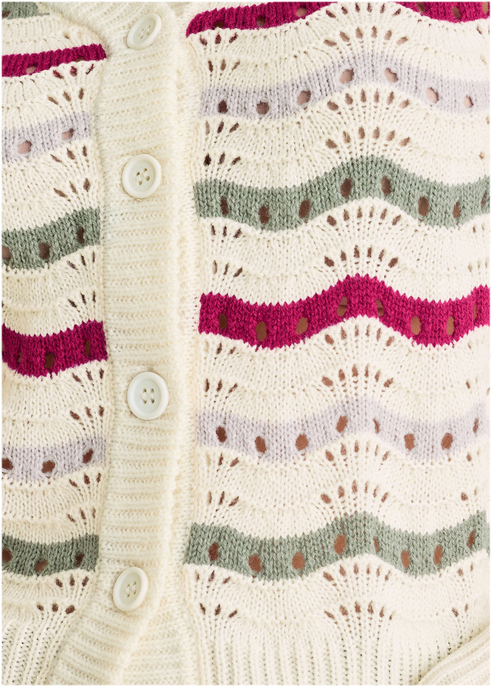 Stripe Pointelle Cardigan - Grey Multi-Basic Charm Store