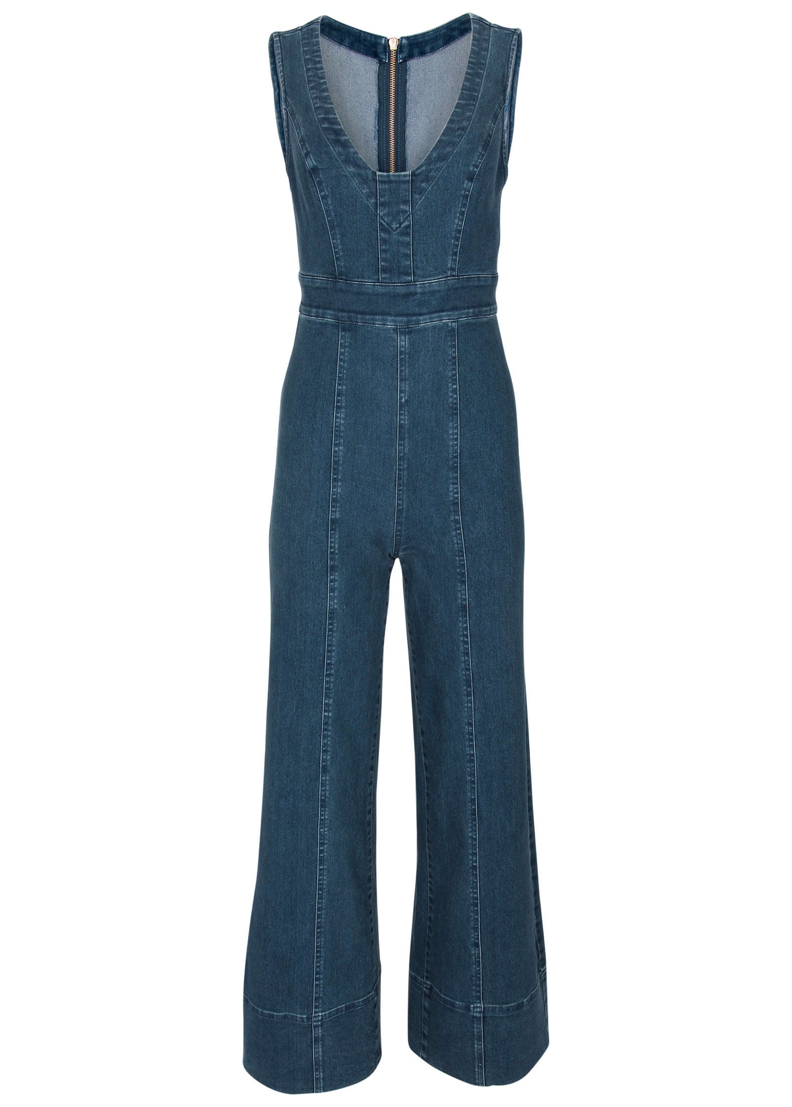 Stretch Denim Jumpsuit - Medium Wash-Basic Charm Store