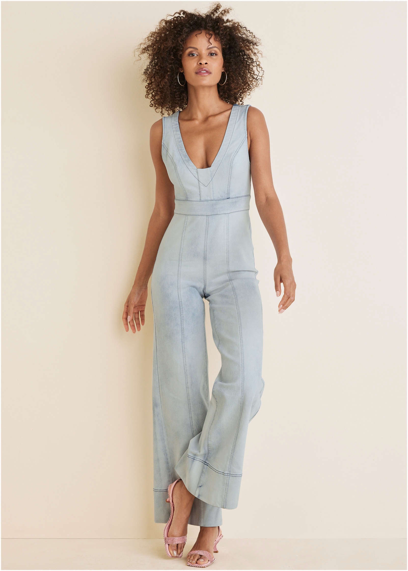 Stretch Denim Jumpsuit - Light Wash-Basic Charm Store
