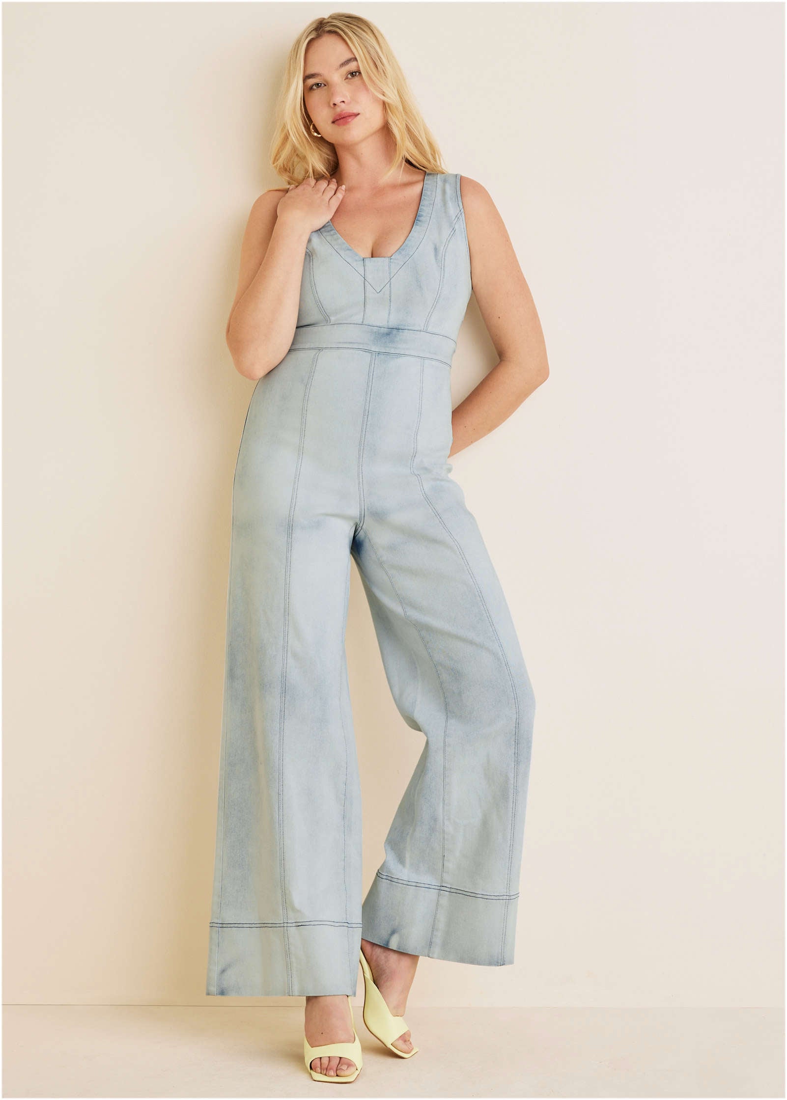 Stretch Denim Jumpsuit - Light Wash-Basic Charm Store