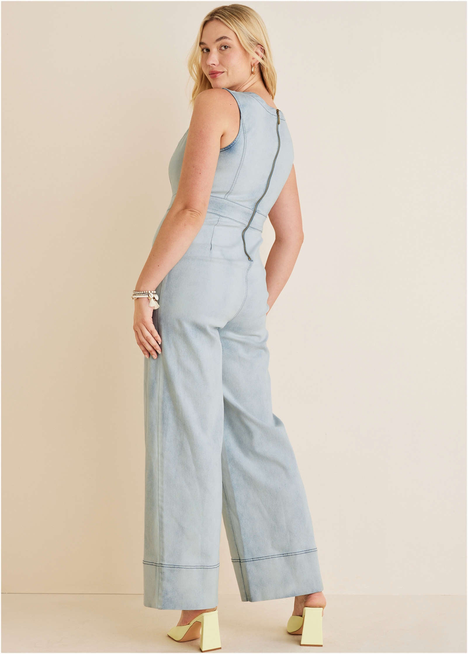Stretch Denim Jumpsuit - Light Wash-Basic Charm Store