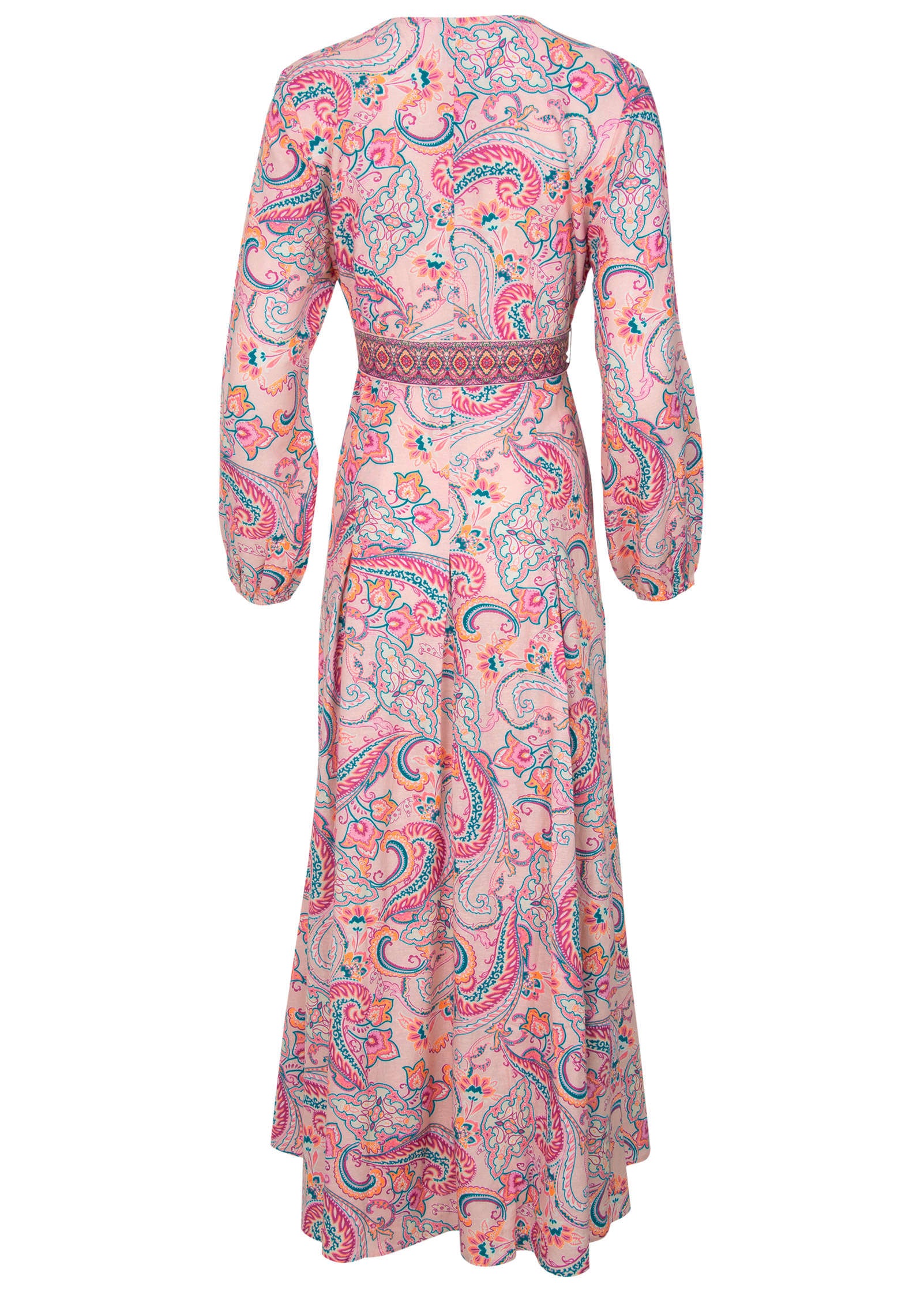 Tie-Waist Linen Maxi Dress - Venetian Paisley-Basic Charm Store