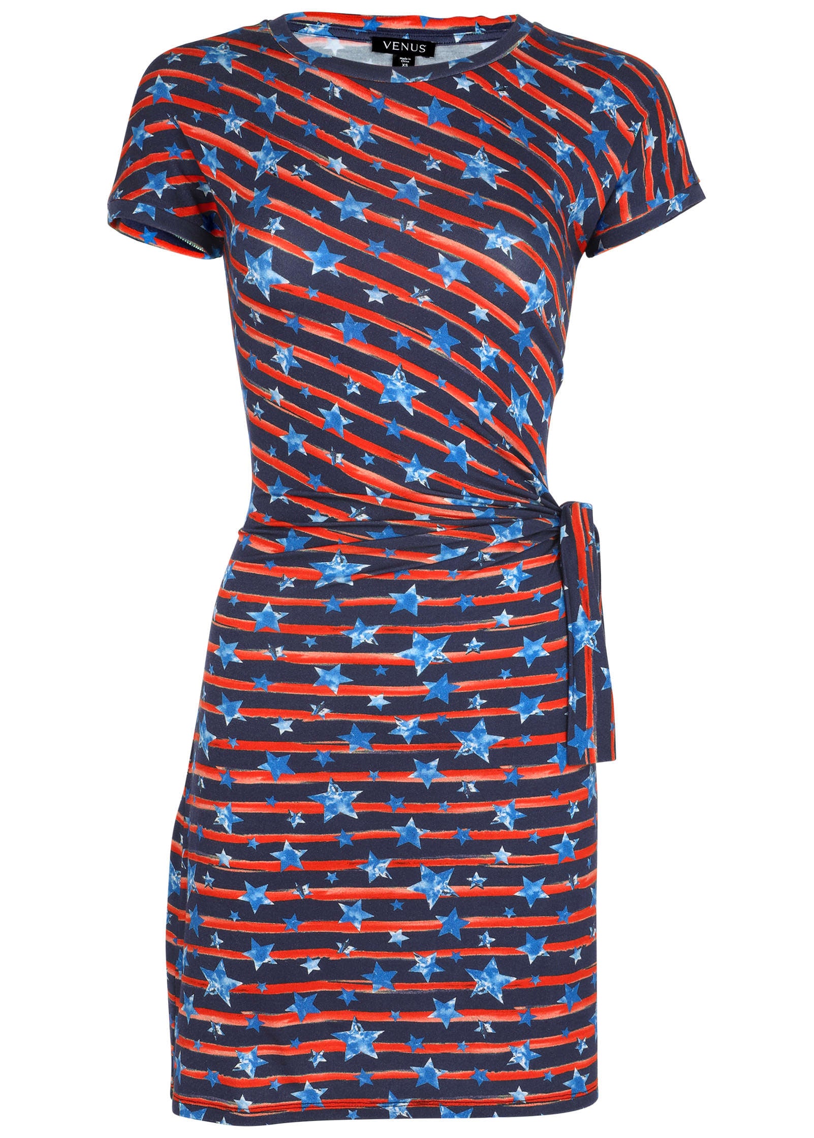 Tie-Front T-Shirt Dress - Dark Gettysburg Gouache-Basic Charm Store