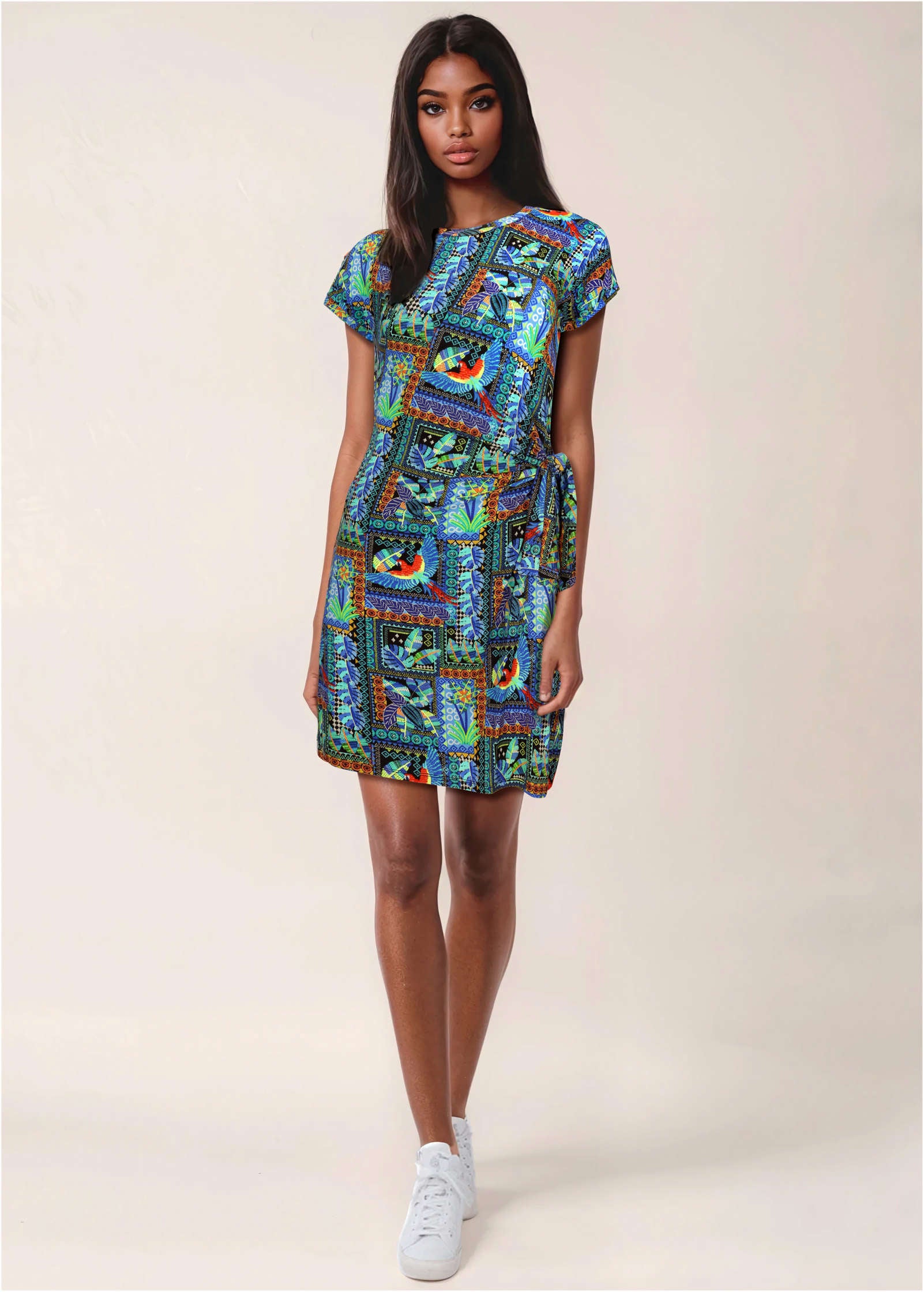 Tie-Front T-Shirt Dress - Market Menagerie-Basic Charm Store
