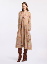 Printed Chiffon Midi Dress