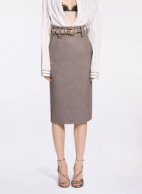 Cotton Twill Midi Skirt