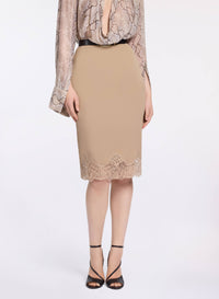 Silk & Lace Pencil Skirt