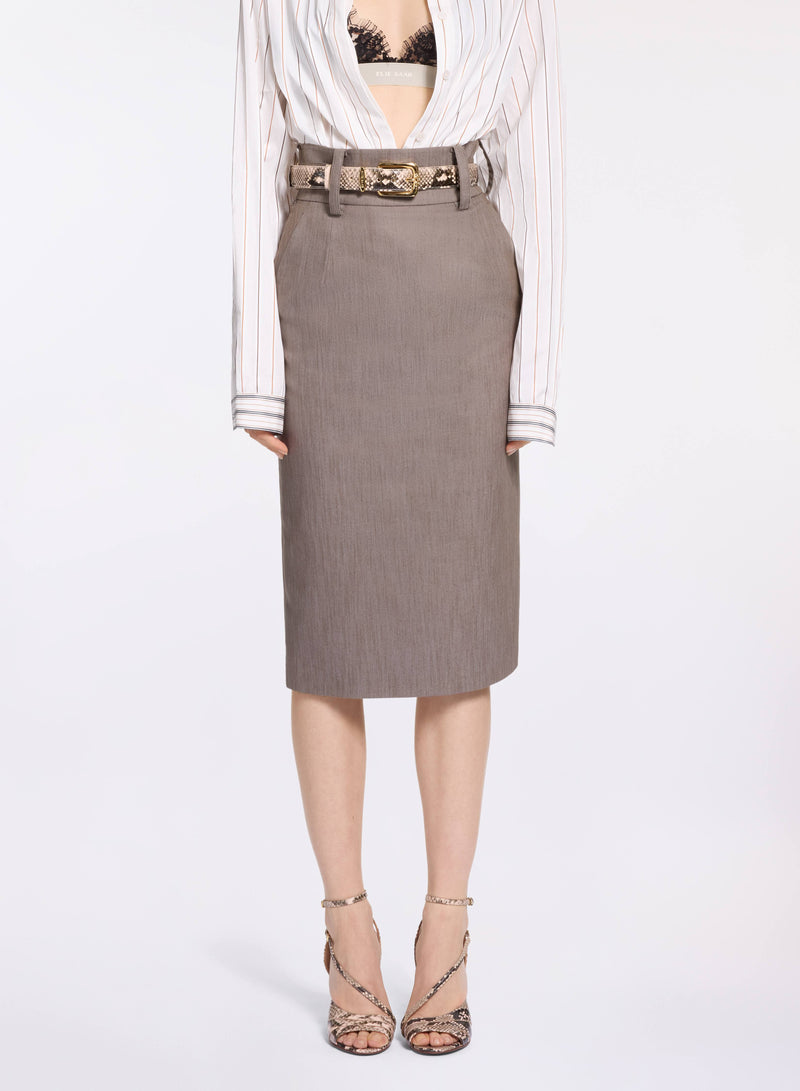 Cotton Twill Midi Skirt