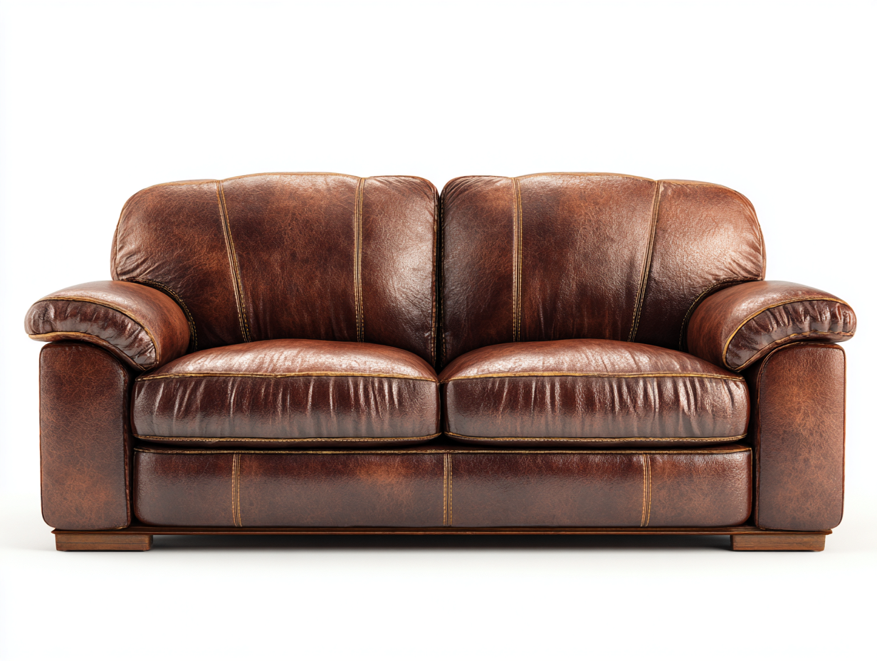 Canapé 2 places en cuir véritable 165x100x92 cm - brun foncé - style classique-Habitatuna