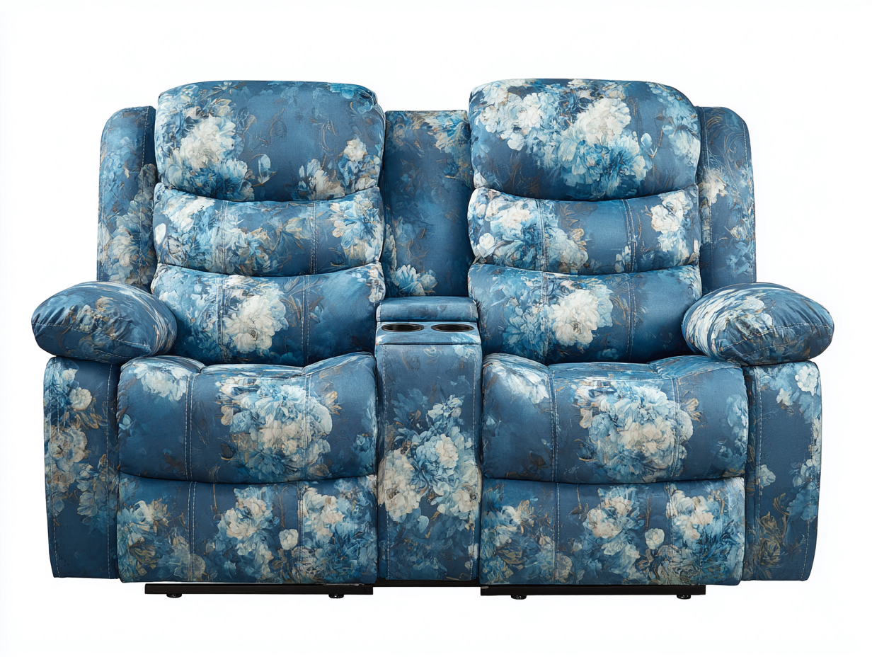 Canapé 2 places tissu 175x100x95 cm - bleu - dossier réglable-Habitatuna