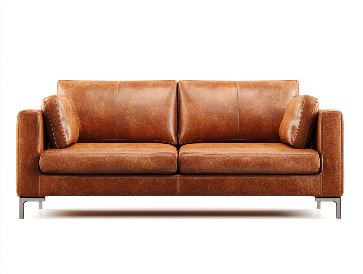 Canapé 2 places en cuir véritable 170x90x85 cm - brun - style moderne-Habitatuna