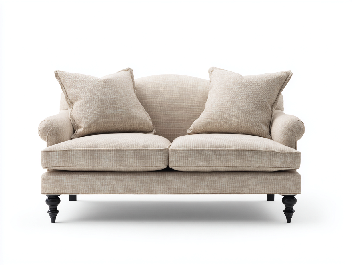 Canapé 2 places tissu 168x94x88 cm - beige - design classique arrondi-Habitatuna