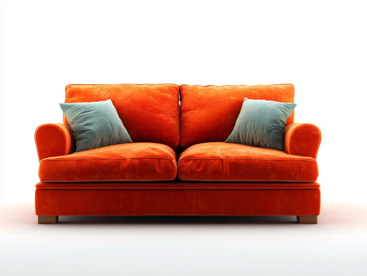 Canapé 2 places velours 170x95x92 cm - orange - design moderne-Habitatuna