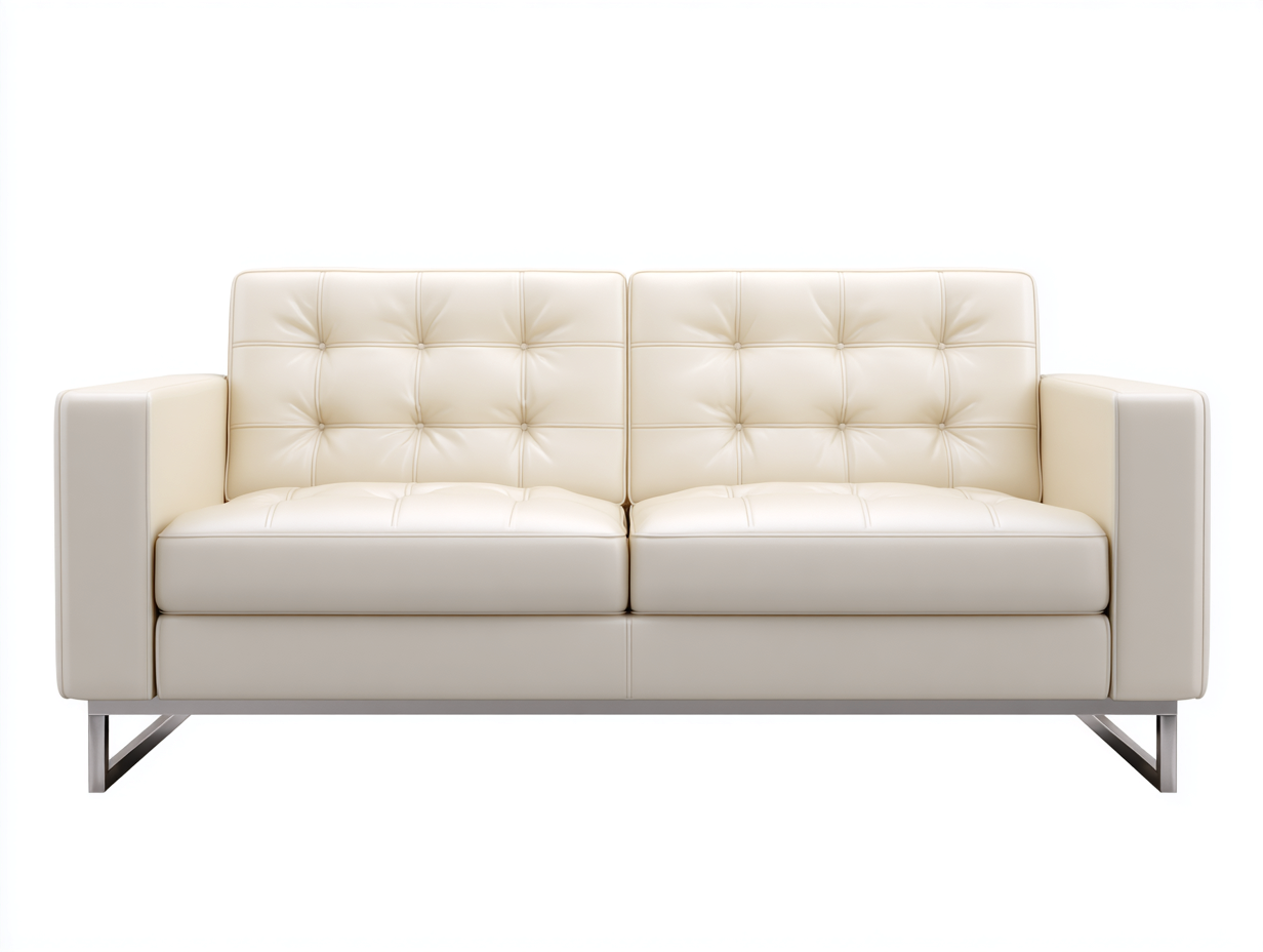 Canapé 2 places en cuir véritable 165x86x80 cm - blanc - style moderne-Habitatuna