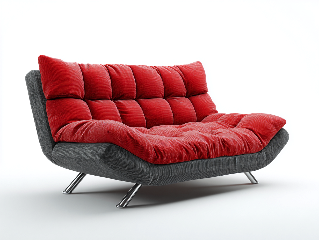 Canapé 2 places tissu 176x98x92 cm - rouge/gris - design moderne-Habitatuna