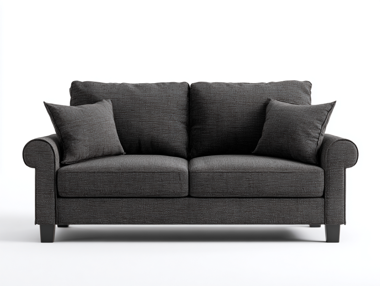 Canapé 2 places en tissu 165x95x90 cm - gris foncé - style classique-Habitatuna