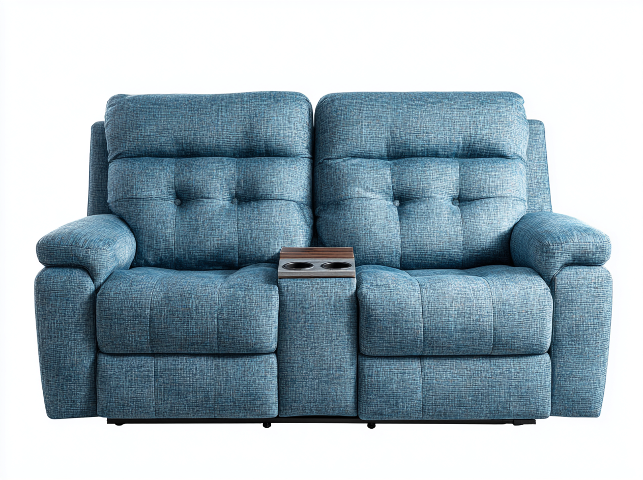 Canapé 2 places tissu 178x102x96 cm - bleu - design moderne avec dossier réglable et support central-Habitatuna