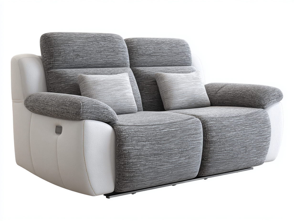 Canapé 2 places en tissu et similicuir 170x100x96 cm - gris/blanc - style moderne-Habitatuna