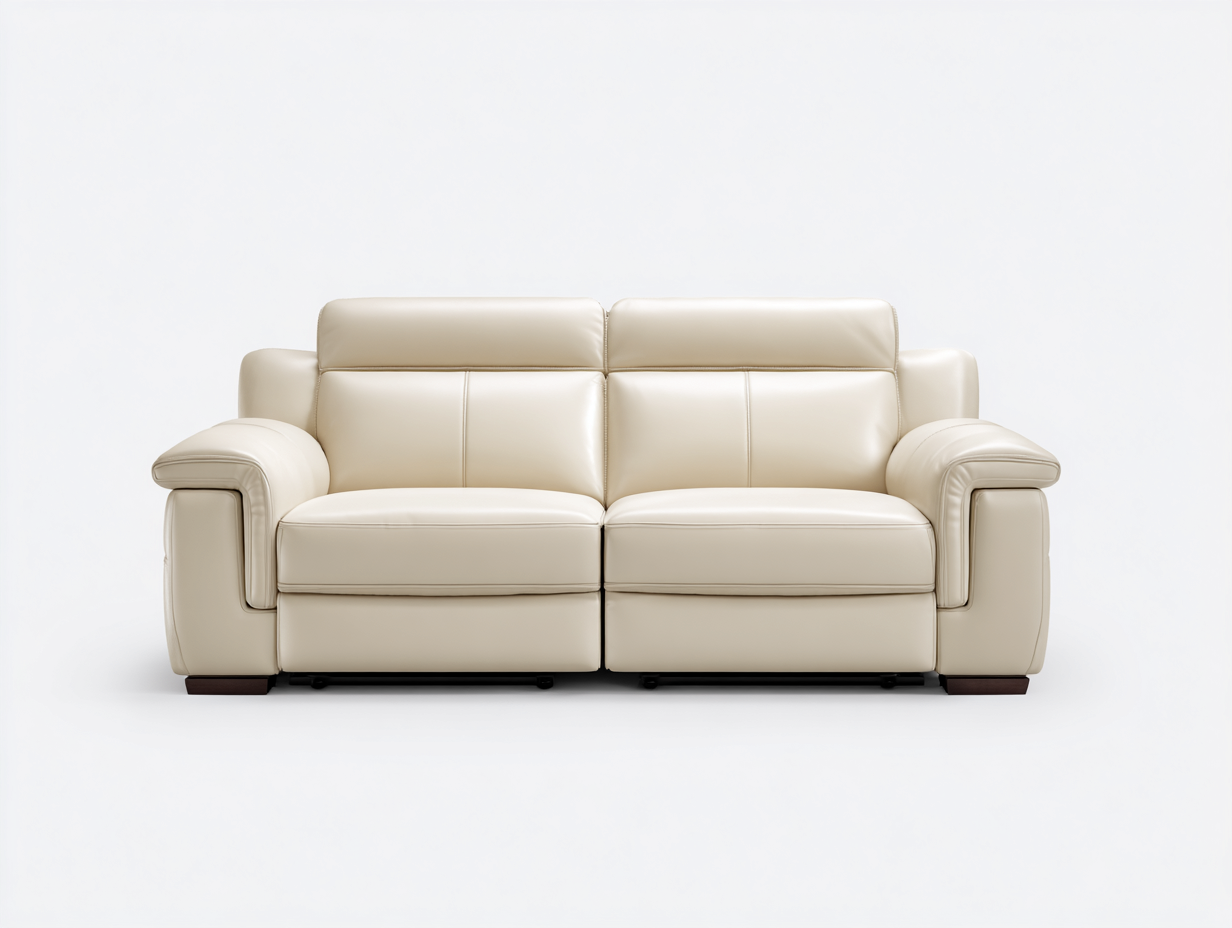 Canapé 2 places en cuir véritable 175x100x92 cm - blanc - style moderne-Habitatuna