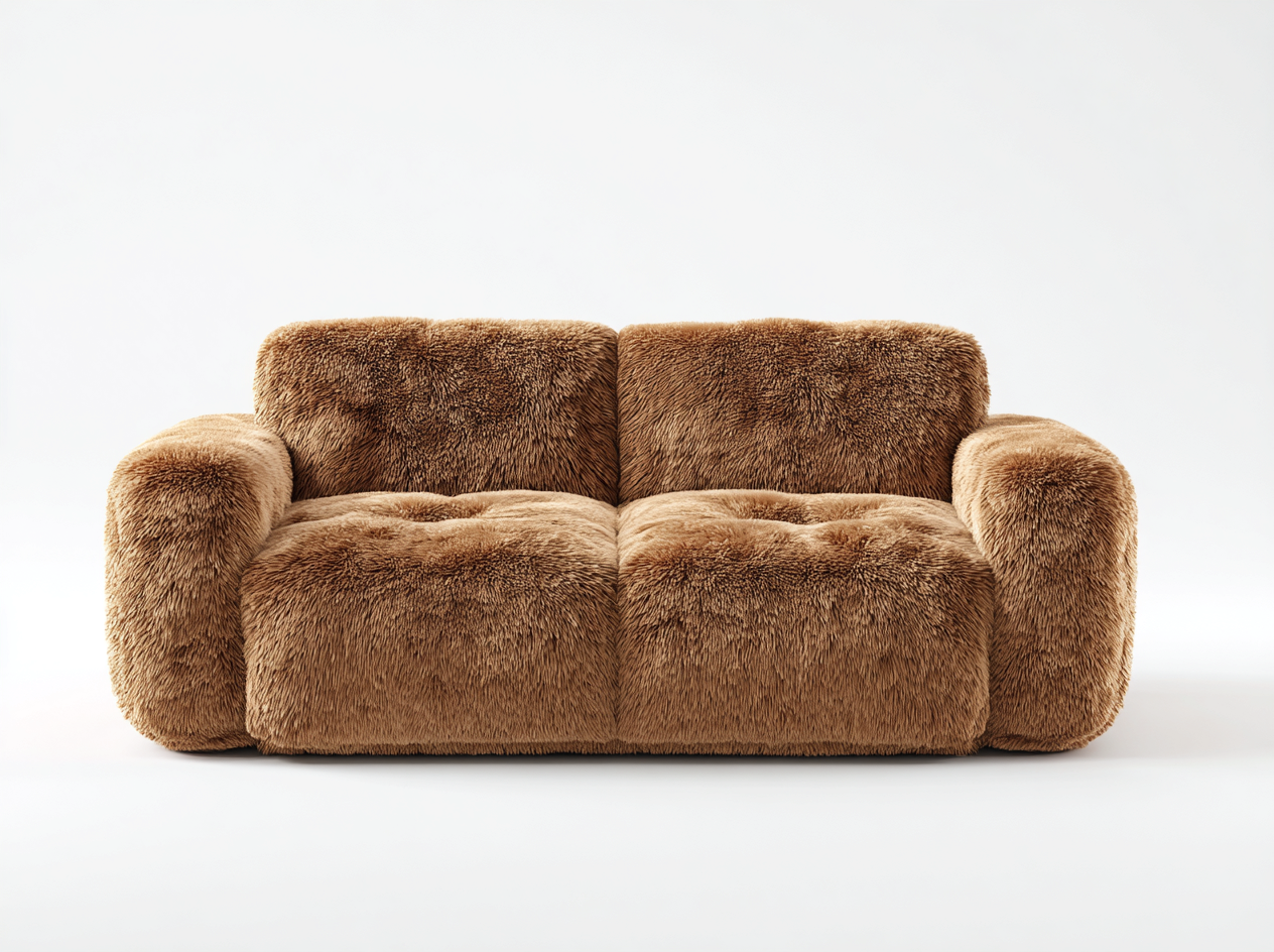 Canapé 2 places tissu duveteux 160x90x85 cm - marron - design contemporain-Habitatuna