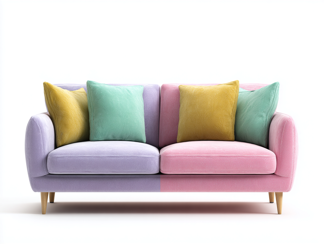 Canapé 2 places en tissu 165x90x85 cm - violet clair/rose - style moderne-Habitatuna