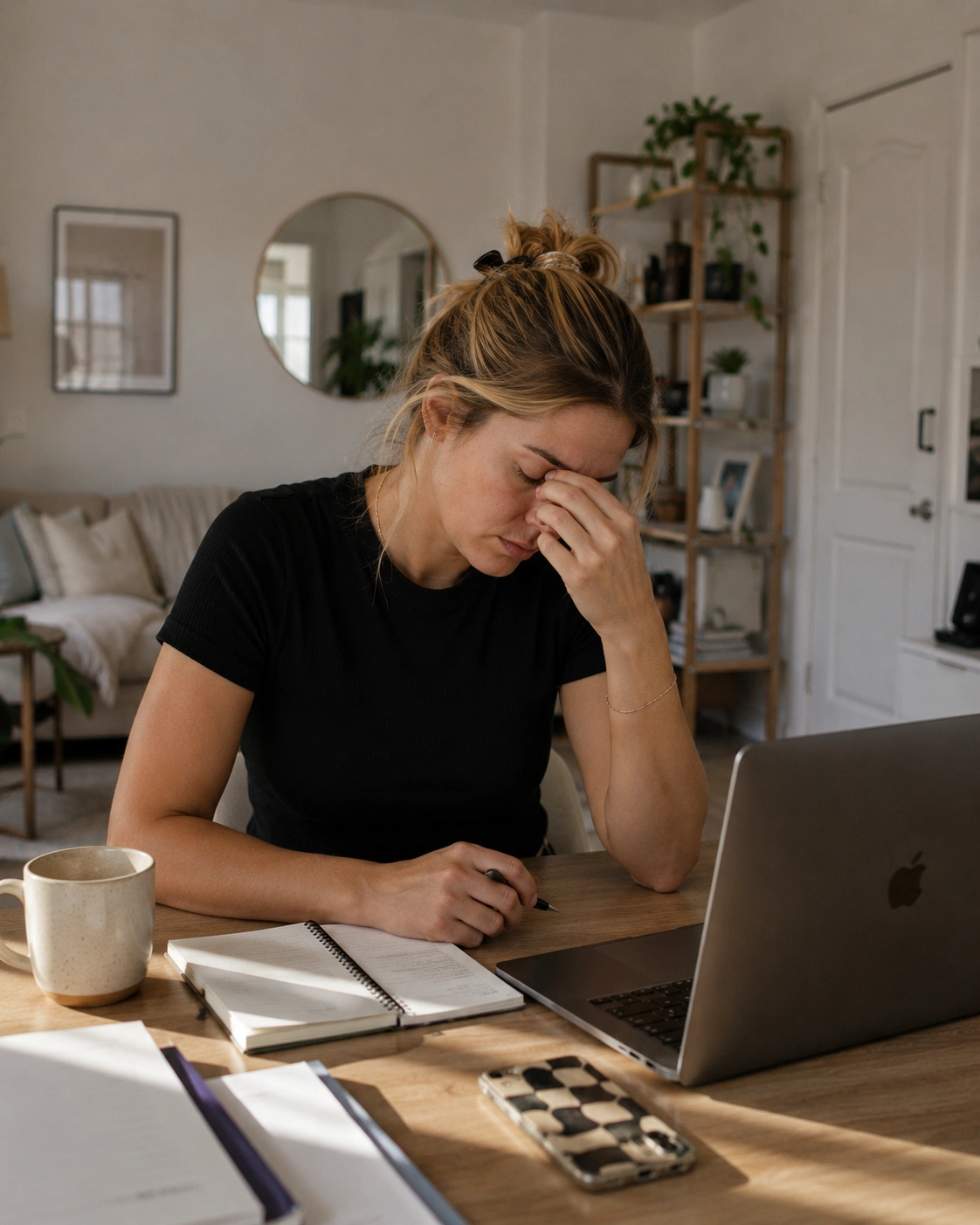 Woman feeling drained while working in the afternoon