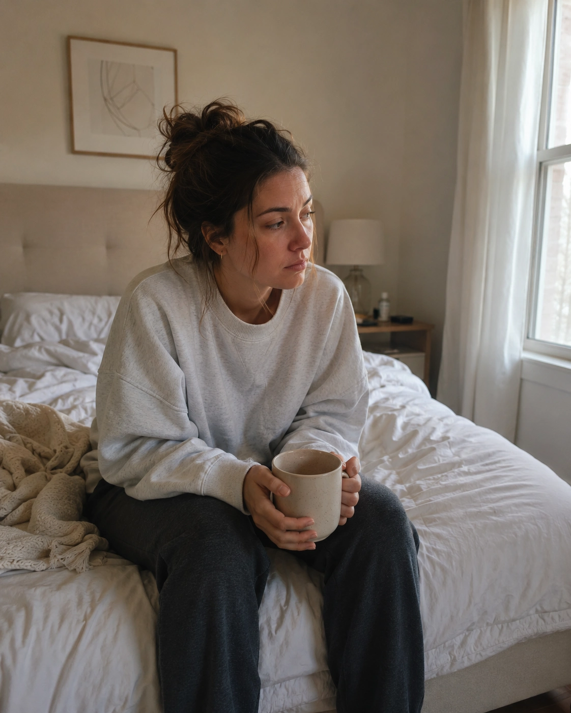 Woman feeling low energy in the morning