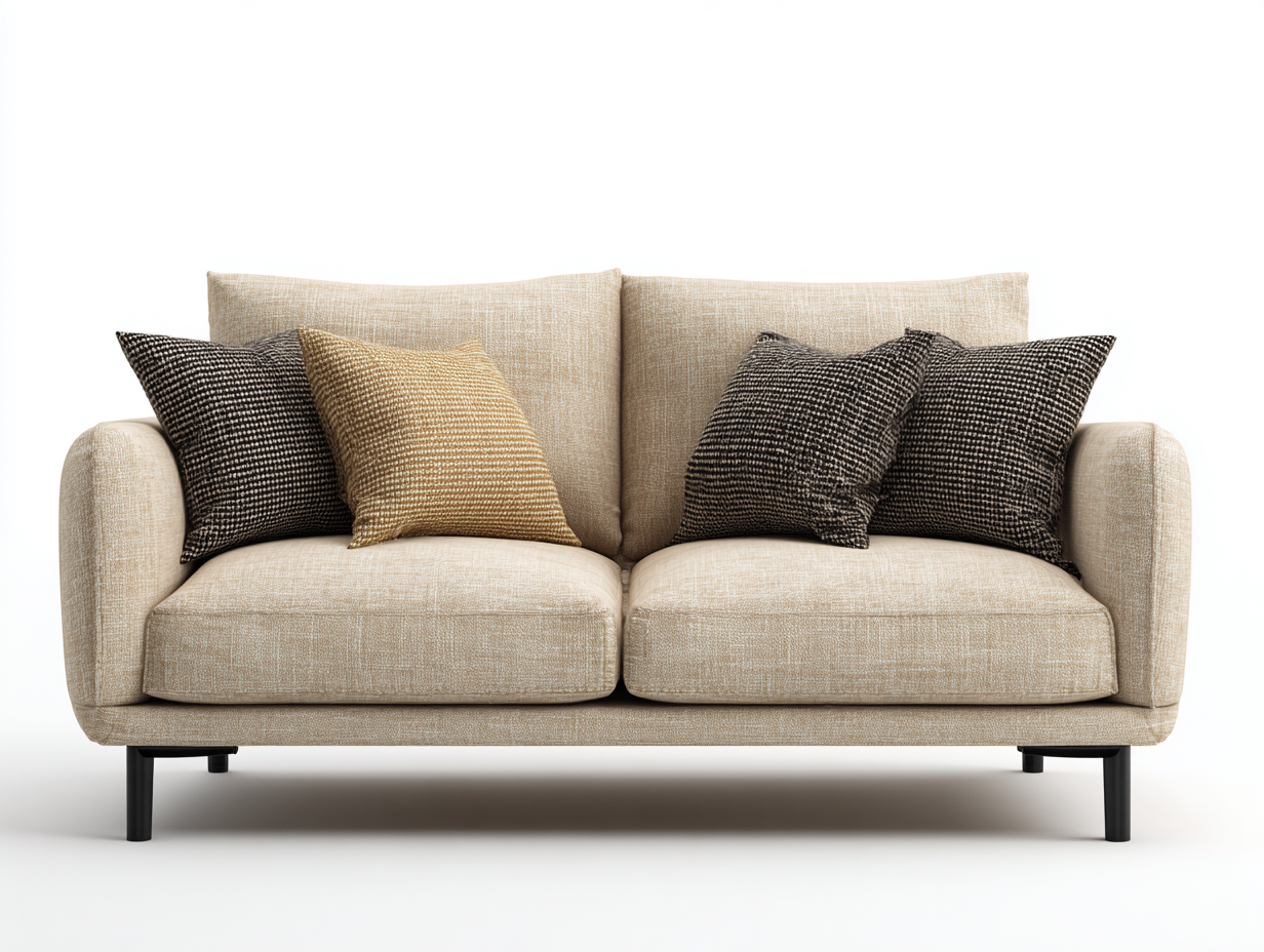 Canapé 2 places en tissu 168x92x88 cm - beige - style moderne-Snugist