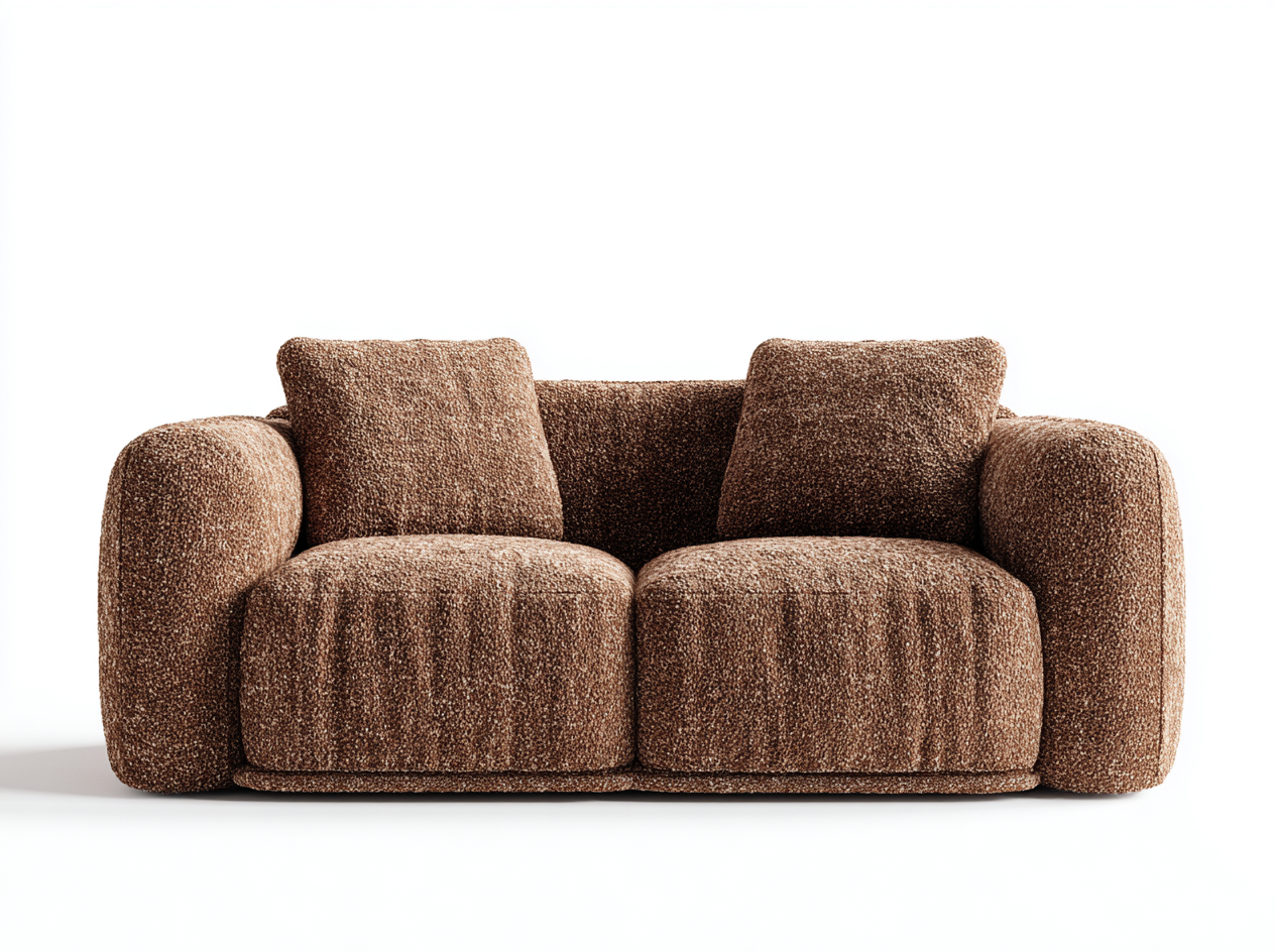 Canapé 2 places tissu bouclé 160x95x85 cm - marron - style moderne-Snugist