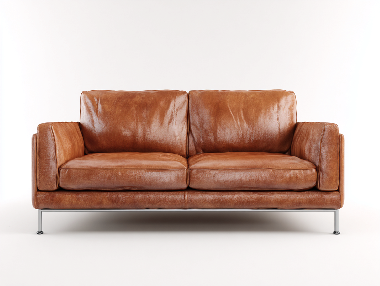 Canapé 2 places en cuir véritable 170x88x85 cm - brun - style moderne-Snugist