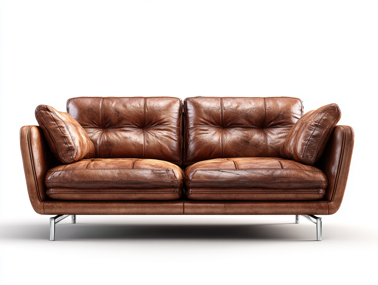 Canapé 2 places en cuir véritable 172x90x88 cm - brun - style moderne-Snugist