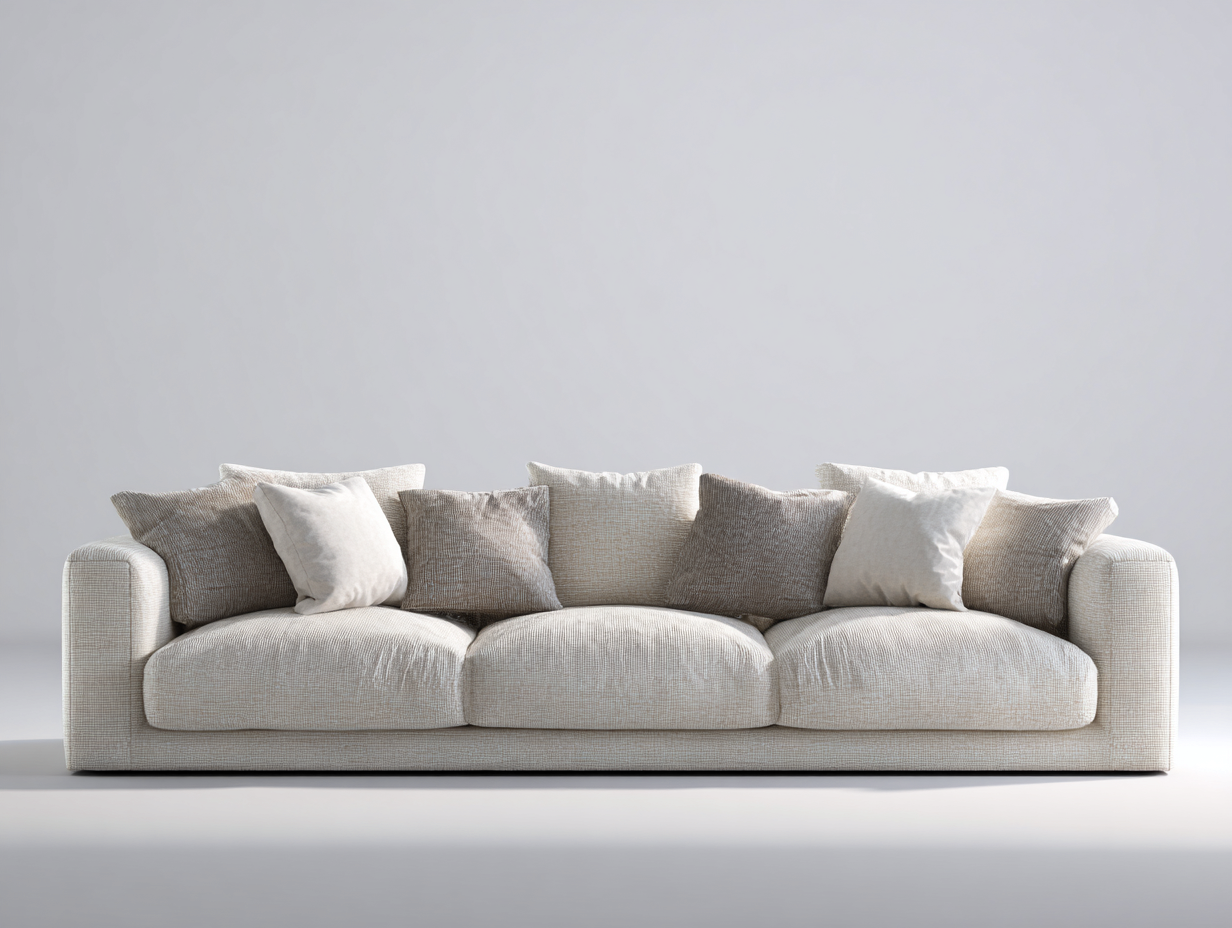 Canapé 3 places tissu 210x95x85 cm - beige - style moderne-Habitatete