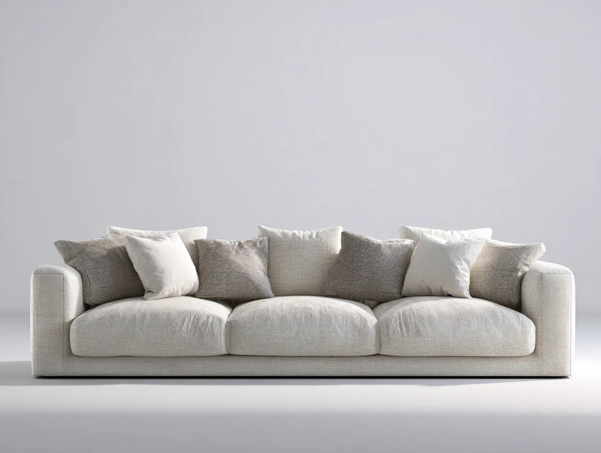 Canapé 3 places tissu 210x95x85 cm - beige - style moderne-Habitatete