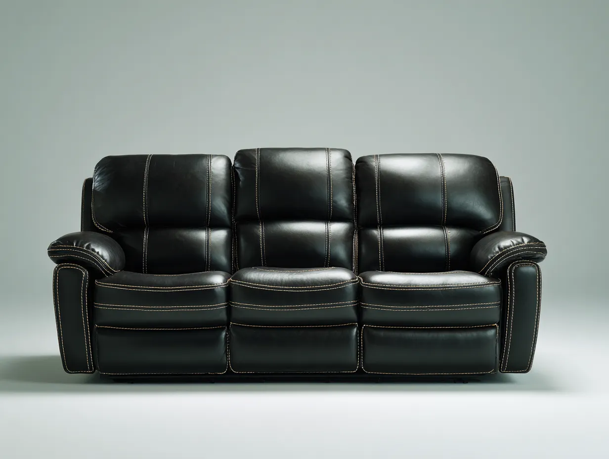 Canapé 3 places cuir véritable 210x95x100 cm - noir - style moderne-Habitatete