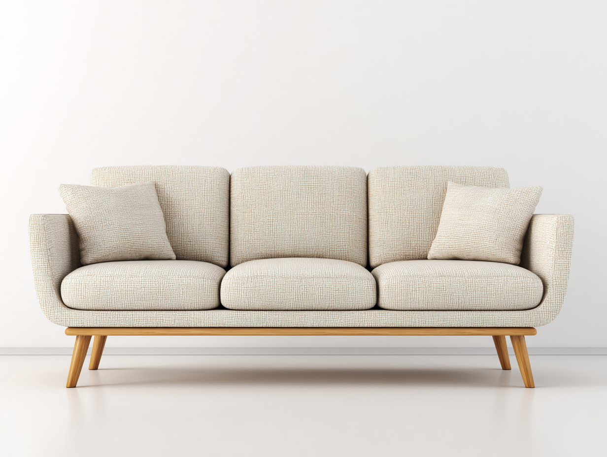 Canapé 3 places tissu 190x90x85 cm - beige - style scandinave-Habitatete