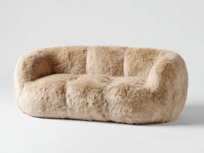 Canapé 3 places tissu peluche 200x105x85 cm - beige - style moderne-Habitatete