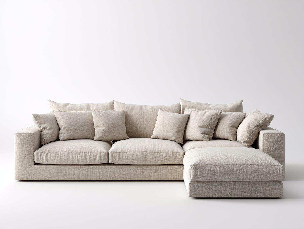 Canapé d'angle tissu 290x175x90 cm - beige clair - style moderne-Habitatete