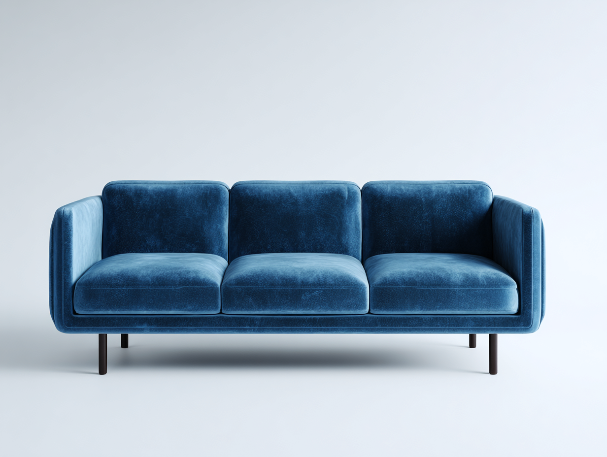 Canapé 3 places velours 205x92x88 cm - bleu - style moderne-Habitatete