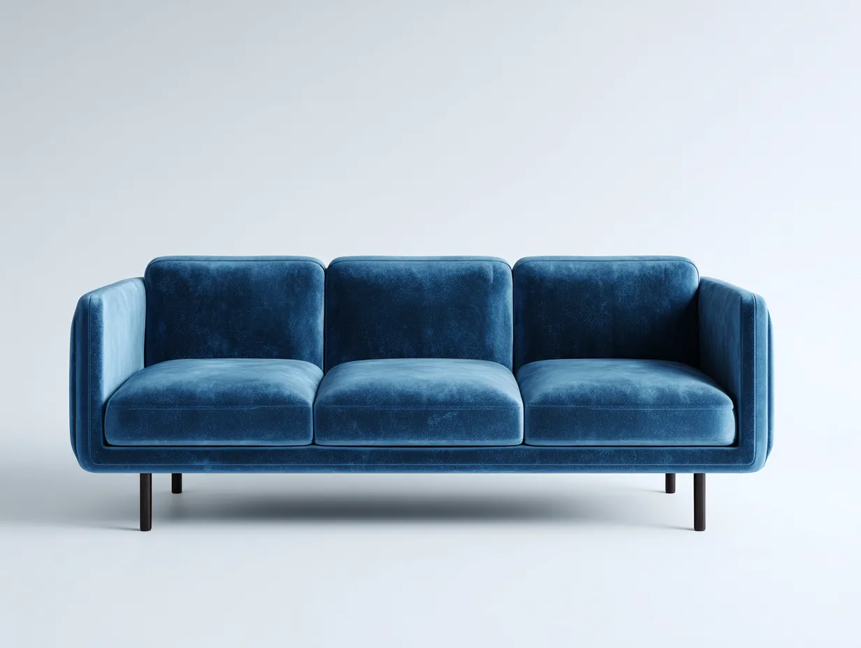 Canapé 3 places velours 205x92x88 cm - bleu - style moderne-Habitatete