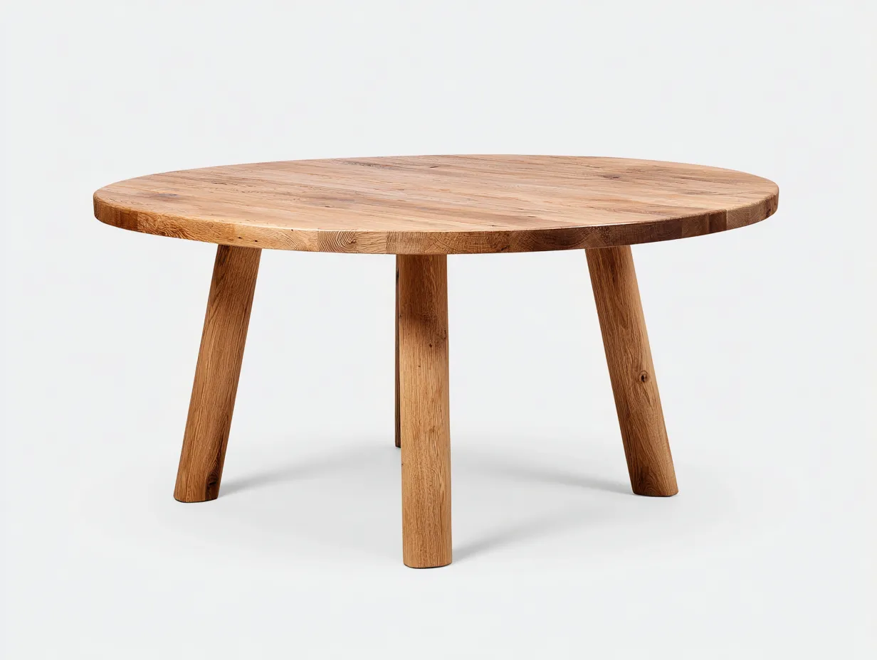 Table à manger bois massif 120x120x75 cm - bois naturel - style moderne-Habitatete