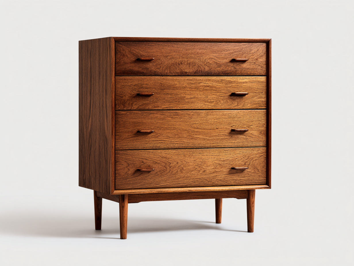 Commode 4 tiroirs bois 80x45x115 cm - marron - style scandinave-Habitatete