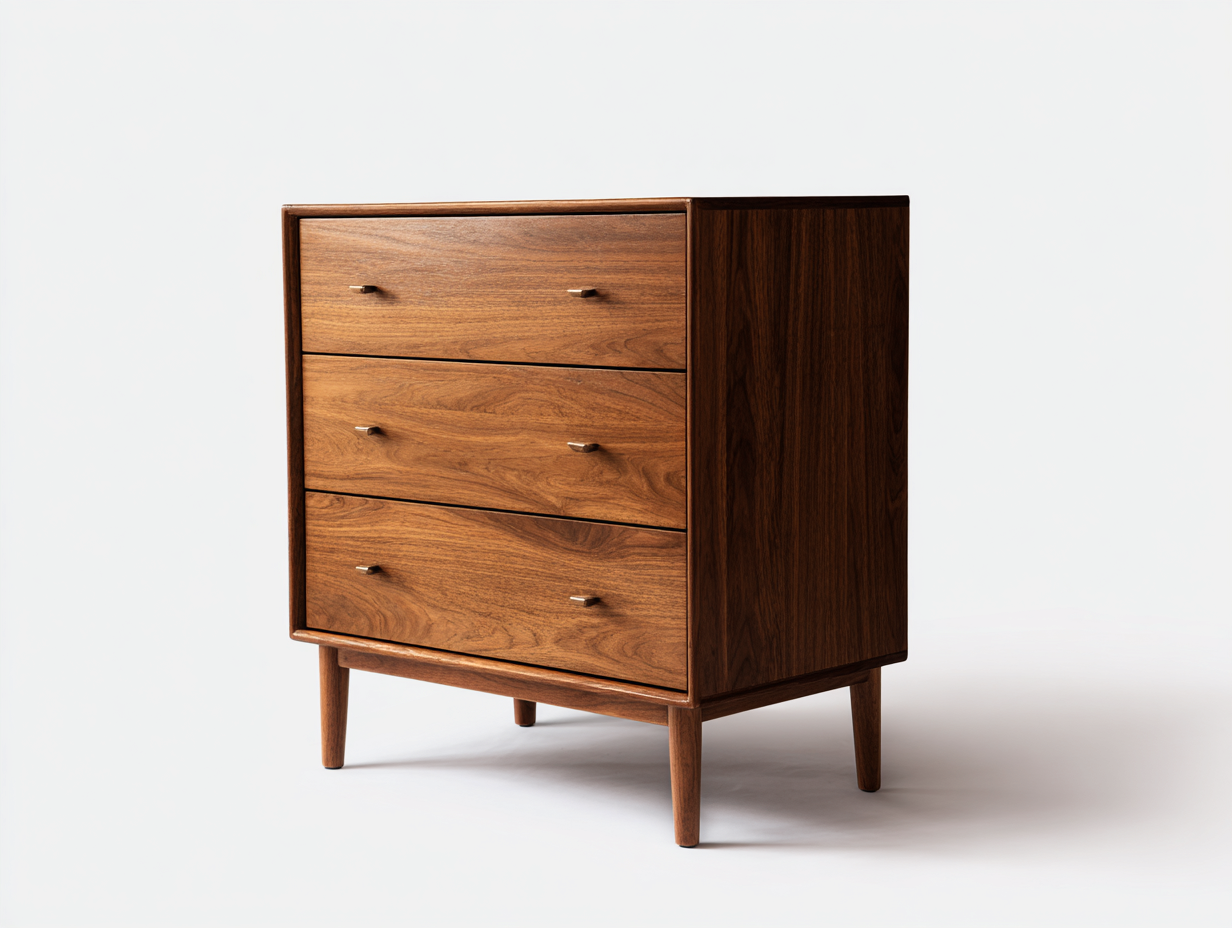 Commode bois 80x45x95 cm - marron - 3 tiroirs - style scandinave-Habitatete